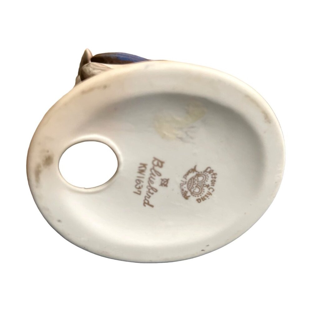 Vtg Lefton Hand Painted Bisque Blue Bird Figurine KW1637 - Picture 5 of 6